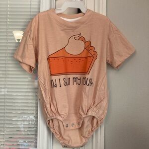 Sweet Potato pie slice “And I Shut My Mouth” 6-12 month one piece NWOT